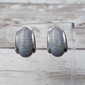 Vintage Clip On Earrings Curved Chunky 1" Statement